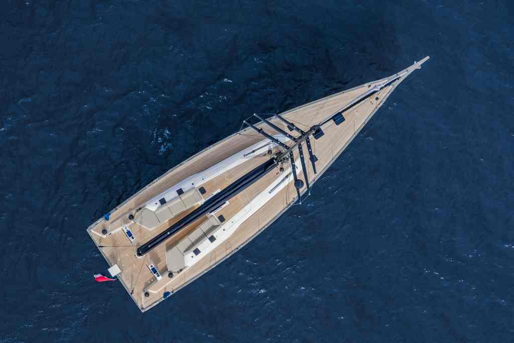 Luxury sailing yacht Pardo Yachts Miami on deep blue ocean.