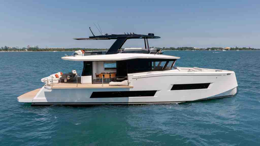 Luxury Pardo Yachts boat cruising in Miami waters with modern design.